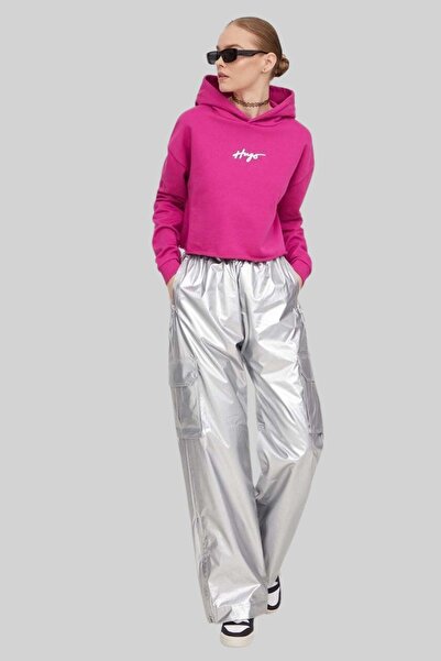 Hugo Boss Regular Fit Kapşonlu Kadın Sweatshirt Pembe