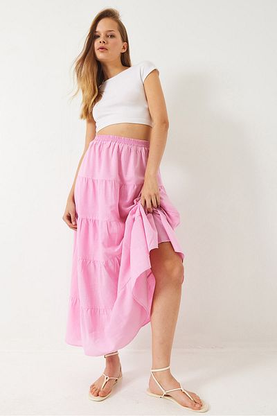 Bianco Lucci Damen Volant gefüttert Sommer locker bequem Rock 37079 60282006