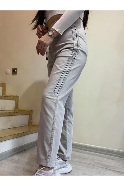 ROSSA Large Size Striped Elastic Waist Trousers