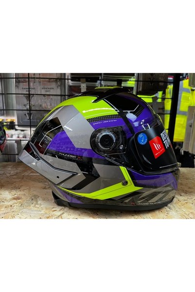 MT Helmets Kask Mt Thunder 4 Sv Valıant B2 Parlak Gri Mor Sarı
