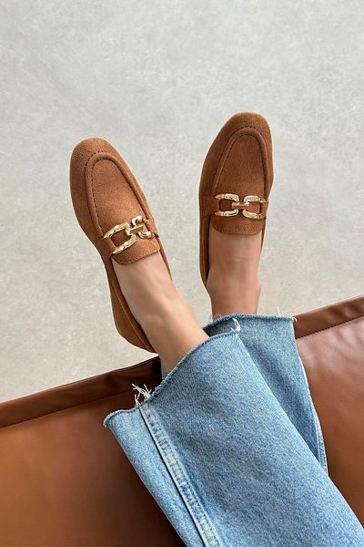 STRASWANS Luca Γυναικεία Πόρπη Λεπτομέρεια Suede Ballerina Brown