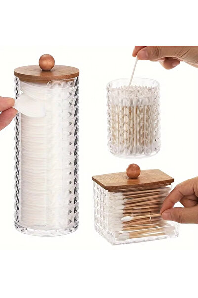 Limeks Home 3 Parça Diamond Ahşap Kapak Şeffaf Organizer Set