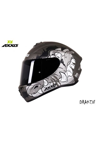 AXXIS Draken Trooper Matt Gray Full Face Motosiklet Kaskı
