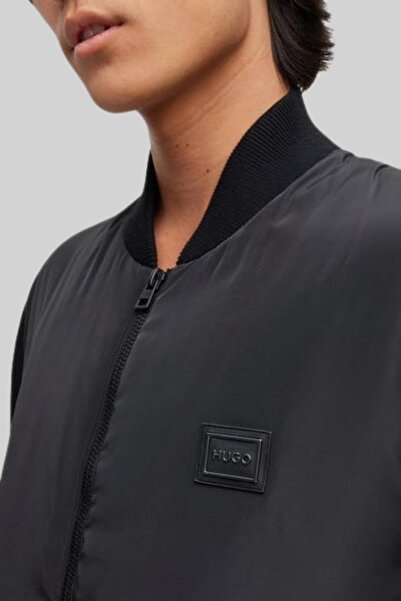 Hugo Boss Relaxed Fit Kolej Yaka Erkek Bomber Ceket Siyah
