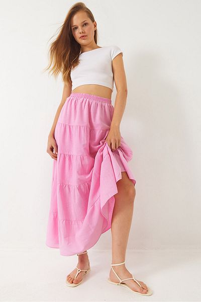 Bianco Lucci Damen Volant gefüttert Sommer locker bequem Rock 37079 60282006