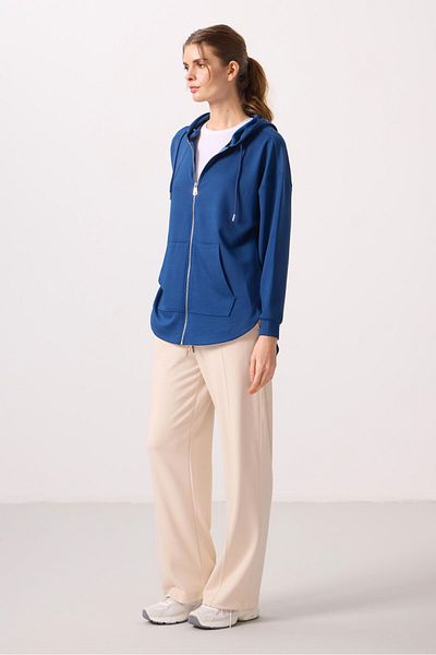 TOMMY LIFE Parlament Soft Textured Hooded Oversize Women's Tunic Sweatshirt - 97302