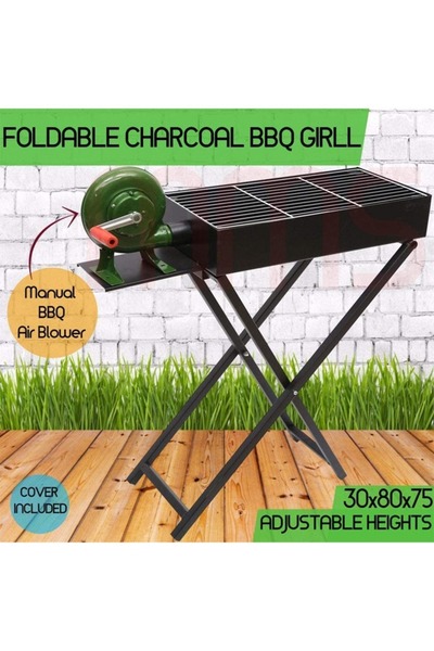 Cady One BBQ Grill Stand with Manual Air Blower Black/Green 80x30x75cm