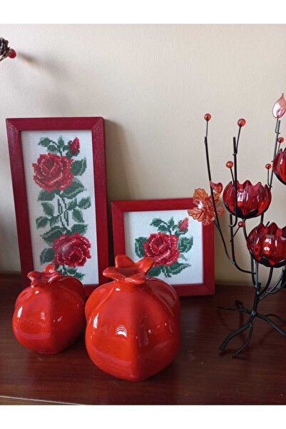 Ege Dekorasyon Yeşim Eren Dekoratif, Ahşap Çerçeveli, Kanaviçe Duvar Tablosu –2'li Set