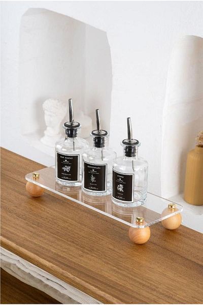Hayveys home Χρυσό ορθογώνιο ξύλινο πόδι με μπάλα Pinterest Διαφανές Organizer Stand Organizer