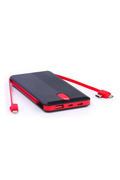 SWORD 10.000mAh Kendinden Kablolu Hızlı Güvenli Şarj Taşınabilir Powerbank iPhone,Android Uyumlu SW-