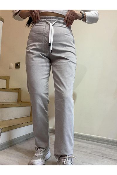 ROSSA Large Size Striped Elastic Waist Trousers