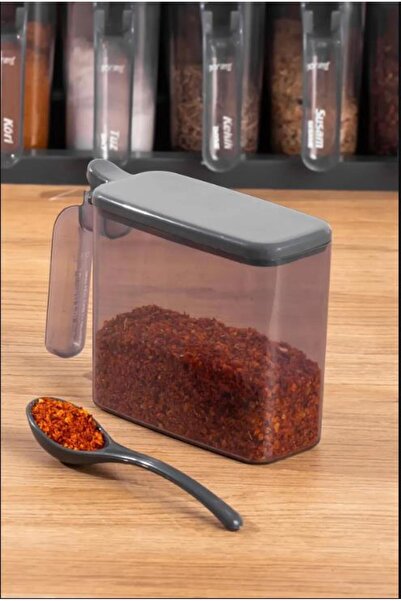 Hayveys home 6-Piece Black Countertop Spice Set with Spoon and Stand - Adhesive Wall Mounted