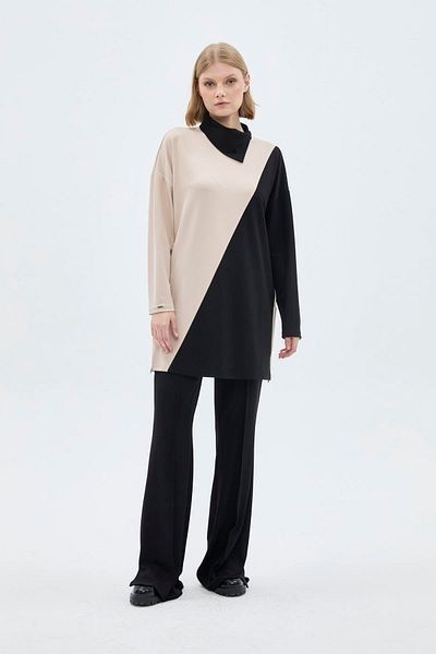 Zühre Black Shawl Collar Color Block Suit - Tk-1358