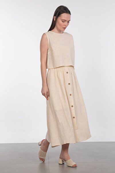 BARRELS AND OIL Fusta in cu nasturi în față - Stone