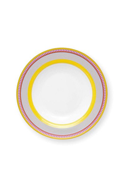 Pip Studio Porcelain plate, Pip Studio, Stripes Yellow, 23.5cm, Pip Chique collection