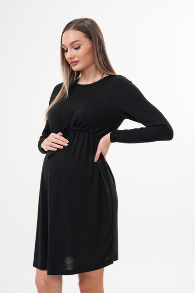 EMSE S E Hamile Yumuşak Kumaş Önü Bağlamalı Elbise