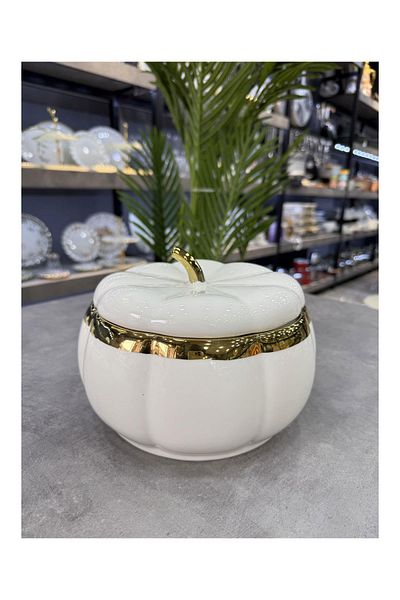 ACAR Large 21 cm Porcelain Luxury Pumpkin with White Lid