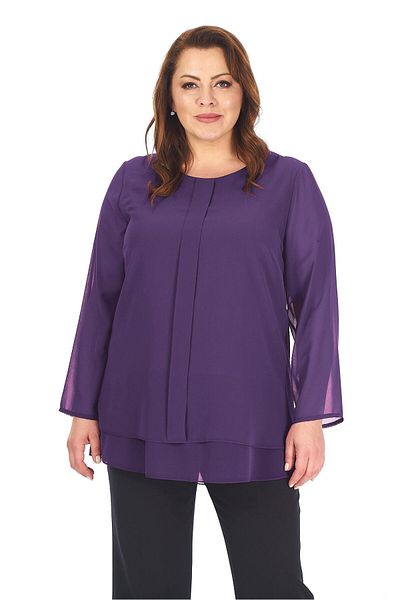 LİLAS XXL Tunica din sifon de marime mare, culoare prune inchisa