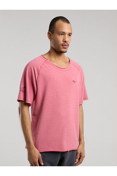 EVERLAST Ny Street Oversize Wide Collar Light Red Men's T-Shirt