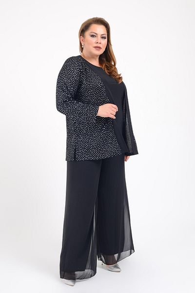 LİLAS XXL Bluză de rochie de seară pentru costum dublu de mărime mare, argintiu