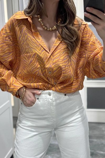 dml giyim Patterned Oversize Shirt