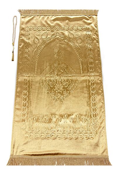 İhvan Gold Colored Sponge Thick Velvet Dowry Box - Gift Lined Box