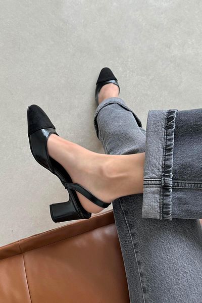 STRASWANS Paris Women's Wrinkled Leather Heeled Shoes Black