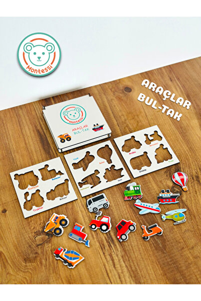 Karter İnovasyon Educational Wooden Toy Vehicles Find-Put Puzzle