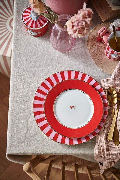 Pip Studio Porcelain plate, Pip Studio, Red, 26.5cm, Love Birds collection