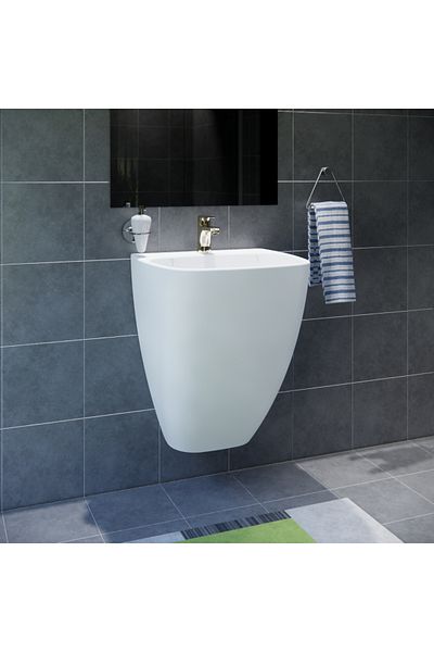Saudi Ceramic TYPE-A Wash Basin with 1 Hole Wall Hung -  ORYX - MATT WHITE