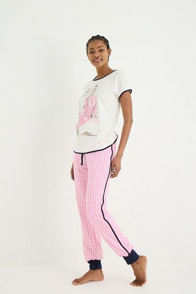 İPEKTENİM Gingham Colored Cuff Detailed Pajama Set