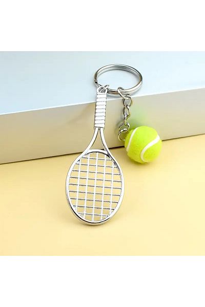 Siriderya Breloc cu tematică tenis cu detaliu rachetă și minge de tenis