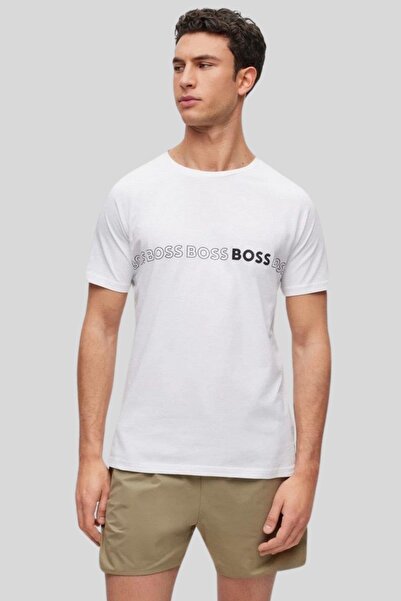Hugo Boss Slim Fit Logolu Erkek T-shirt Beyaz