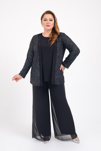 LİLAS XXL Bluză de rochie de seară pentru costum dublu de mărime mare, argintiu