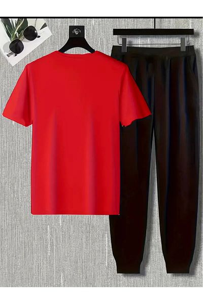 PAVRO Men's Oversize Tracksuit Suit-Calilos Letter Printed Tracksuit Set
