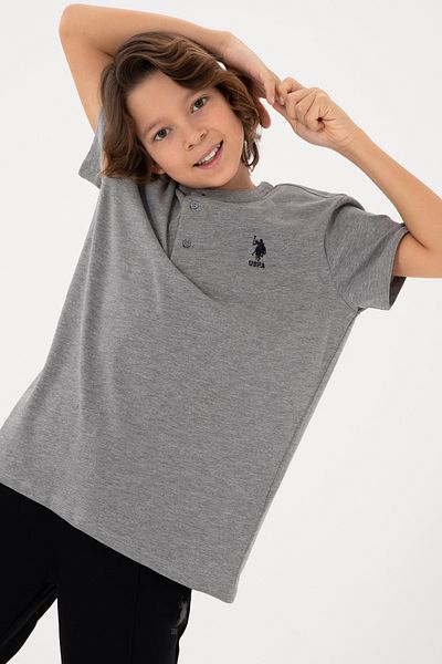 U.S. Polo Assn. Boys Gray Melange Basic T-Shirt 50295504 -Vr086