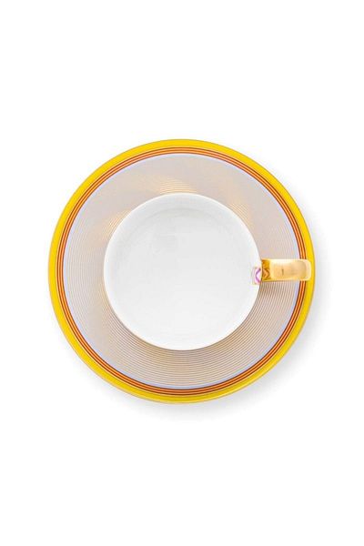 Pip Studio Cup and saucer, Pip Studio, Stripes Yellow, 220ml, Pip Chique collection