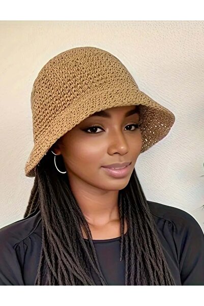 MYZİ STORE Солом'яний сонцезахисний капелюх дихаючий складаний пляжний капелюх (РОЗМІР РЕГУЛЮЄТЬСЯ)