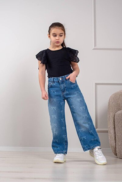 cgboutiquestylekids Fiyonk Kazıma Süper Jean Kız Çocuk Kot Pantolon