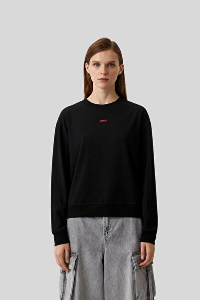 Hugo Boss Regualar Fit Bisiklet Yaka Kadın Sweatshirt Siyah