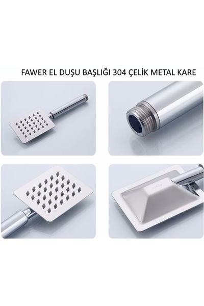 FAWER Faucet & Shower 304 Paslanmaz Krom El Duşu Duş Başlığı - 408m