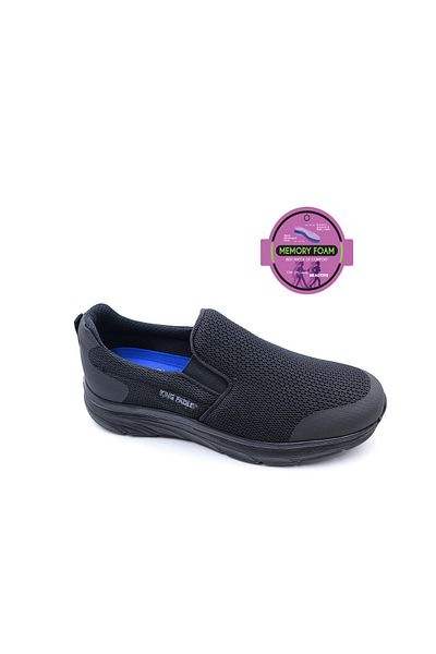 KİNG PAOLO Memory Foam Men's Textile Black Laceless Sports Walking Shoes