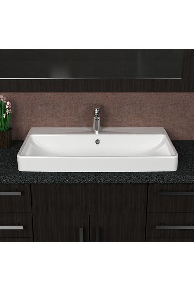 Saudi Ceramic حوض غسيل TYPE-G فوق سطح العمل 80 سم - أبيض فاتح