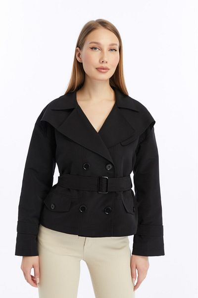 Jamila Double Collar Short Women's Trench Coat