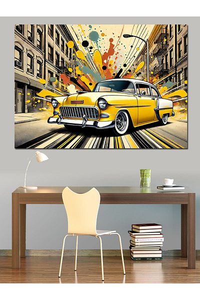 Tablomega Taxi galben merge rapid Pânză decorativă - Lemn MDF