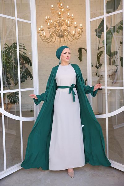 Nissra Ankanoor Σετ 2 τεμαχίων Abaya με σμαραγδένια και πράσινη γαρνιτούρα Anka255041