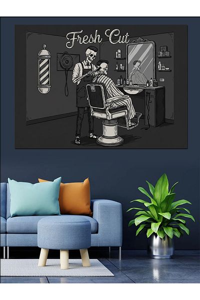 Tablomega Pânză Decorativă Retro Barber Shop - Lemn MDF