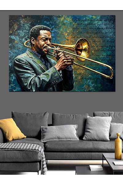 Tablomega Musician Playing Trombone Decorative Canvas - Mdf Wooden Painting