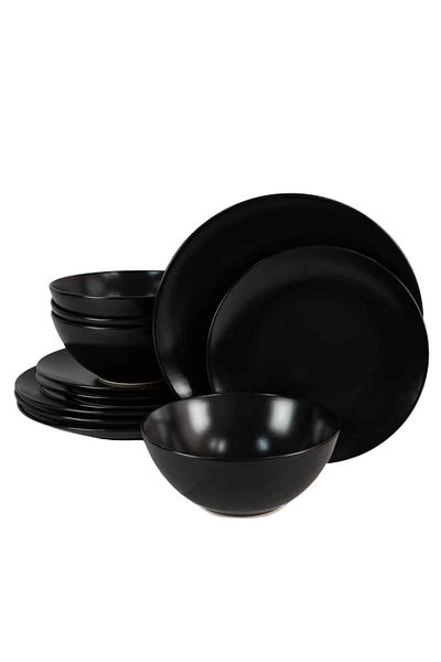 Cesiro 12-piece plate set, for 4 people, Night, Cesiro, Matte Abyss Black