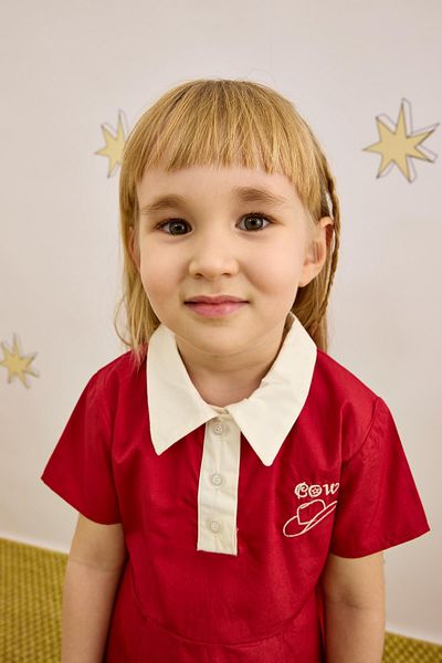 Fahhar Kids Red Polo Collar Dress